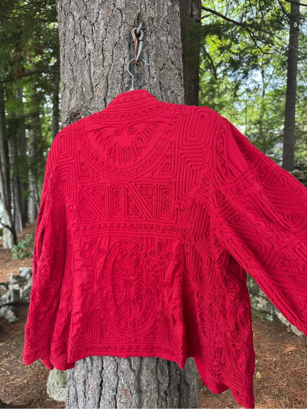 Chico's Red Ribbon Textured Jacket M/L - Picture 9 of 14